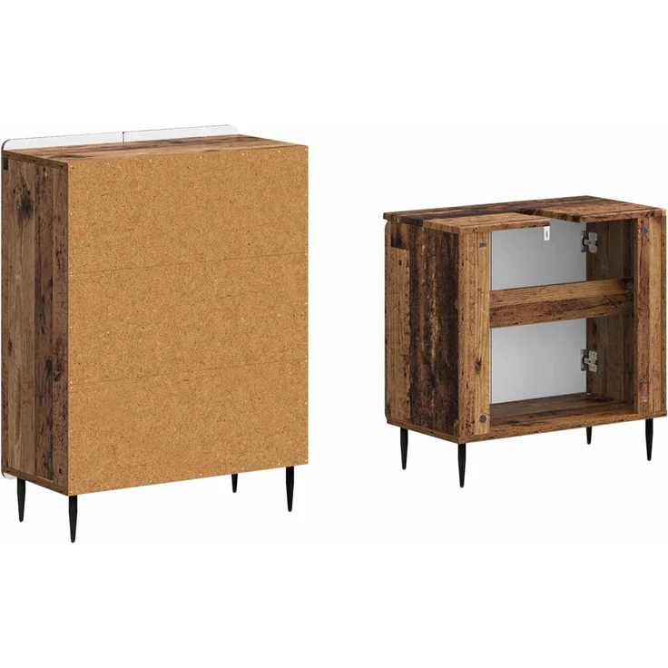 vidaXL 2-teiliges Badezimmer Schrank Set ZWOLLE Altholz Holzwerkstoff 3417601 – Bild 5