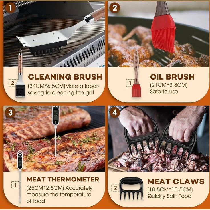 DRAGON RIOT Grillbesteck Set Edelstahl 29 Stück BBQ Zubehör – Bild 5