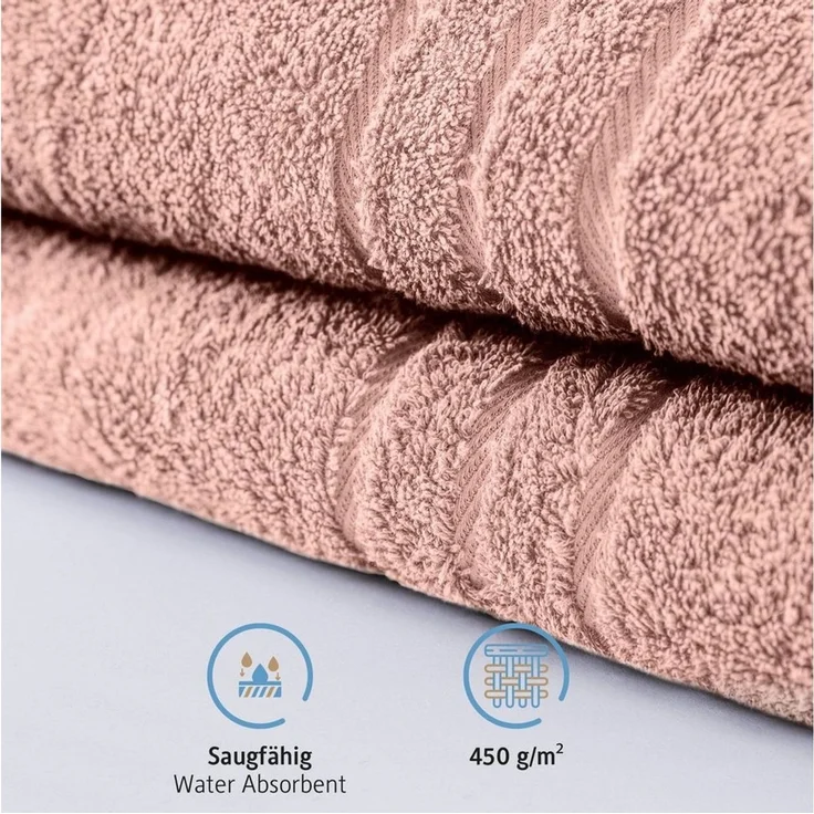 Komfortec 2er Saunatuch Set 70x200 cm aus 100% Baumwolle, XXL-Saunatücher, Sauna Handtuch, Weich, Groß, Frottee, Schnelltrocknend, Blütenrosa – Bild 4