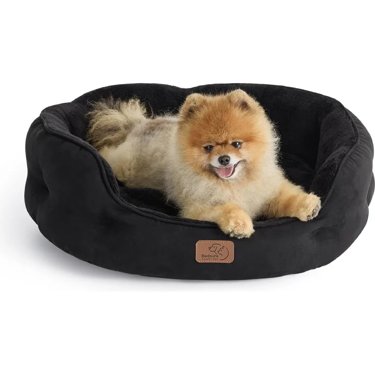 BEDSURE Katzenbett waschbar Katzen Bettchen - 51 x 48 x 15 cm Katzen Bett mit zweiseitig Innenkissen Katzenschlafplatz für Katzen oder kleine Hunde, schwarz – Bild 2