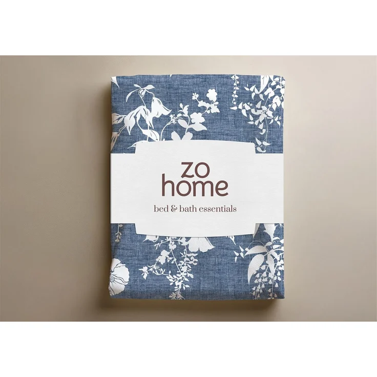 Zohome Cotton Bettwäsche 155x220 Ibisco di Lino Urban Blue Blumen blau weiß – Bild 7