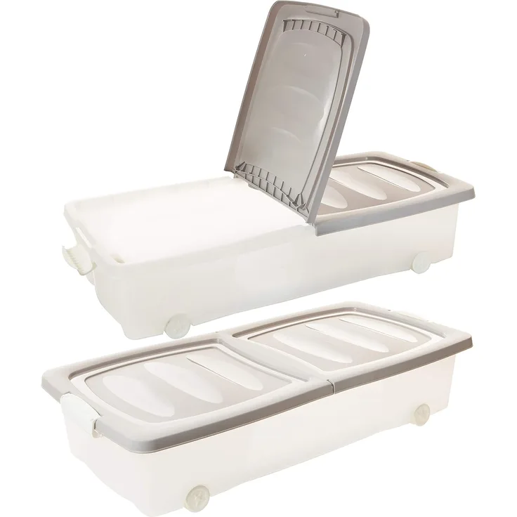 Centi Aufbewahrungsbox Unterbett Aufbewahrungsbox mit Rollen, Deckel (2er-Set)