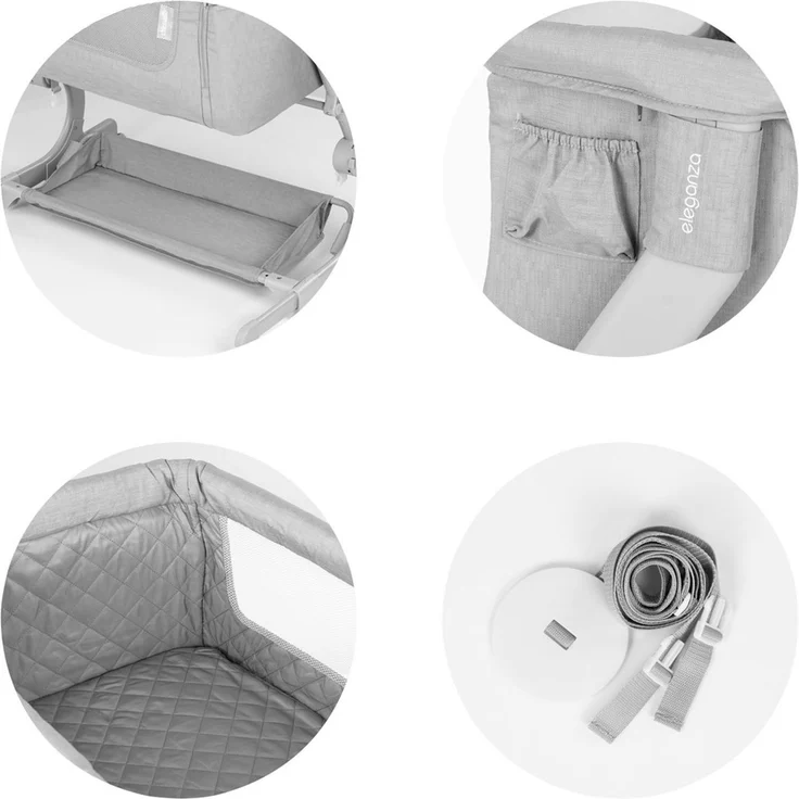 Chipolino Beistellbett Eleganza Matratze höhenverstellbar klappbar Räder Tasche rosa – Bild 6