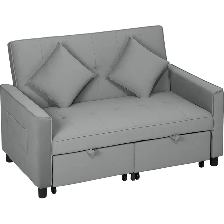 Schlafsofa 4-in-1 mit Bettkasten & verstellbarer Rückenlehne, 140,5x90,5x89 cm, Grau – Bild 1