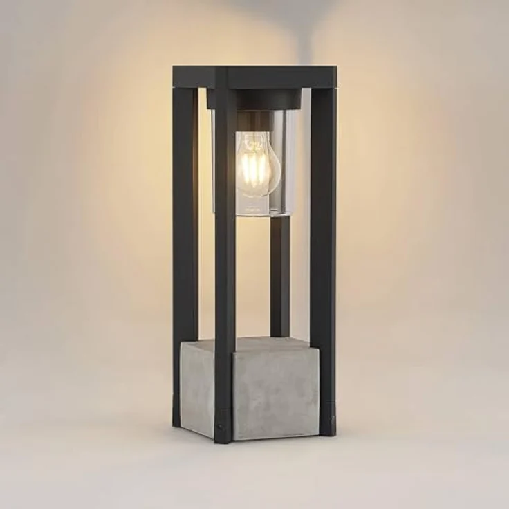 Lucande Außenleuchte Kalisa, spritzwassergeschützt, Aluminium, E27, 1-flammig, Wegeleuchte, Pollerleuchte, Sockelleuchte – Bild 5