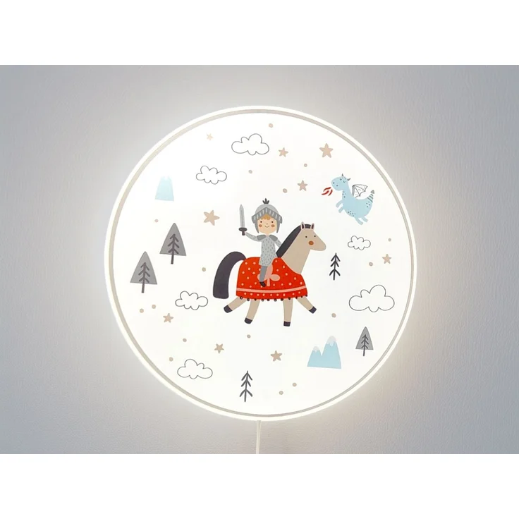Kinderzimmer Wandlampe Ritter Ø 25cm mit Schalter, Kabel, Stecker & E14 LED – Bild 3