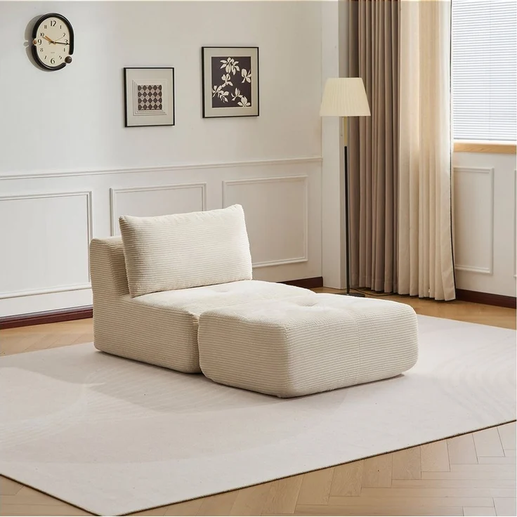 Leawin Sofa Gemütlicher Lounge Sessel mit Hocker, Cordstoff, ohne Montage, Mit Schaumstoff gepolstert, bequem für Wohn- & Schlafzimmer – Bild 1