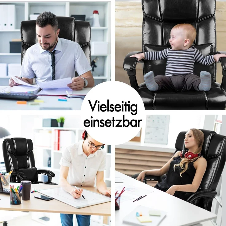 Ergonomischer Bürostuhl mit Fußstütze und hoher Rückenlehne, 150°-Neigung – Bild 7