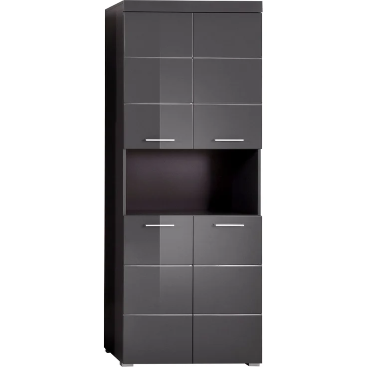 Trendteam 'Amanda' Hochschrank, Holz, Grau Hochglanz, 190 x 31 x 73 cm – Bild 1