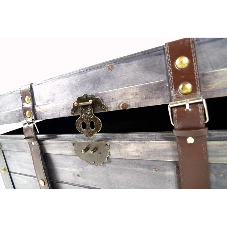 Kobolo Truhe Kiste KUBA aus Holz grau 70x35x38 cm – Bild 4