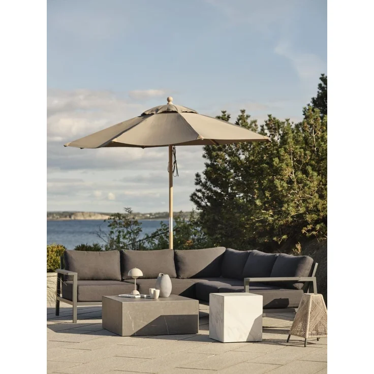Sonnenschirm Reggio aus Buchenholz und Polyester, modern skandinavisch, Taupe, Ø 300 cm – Bild 7