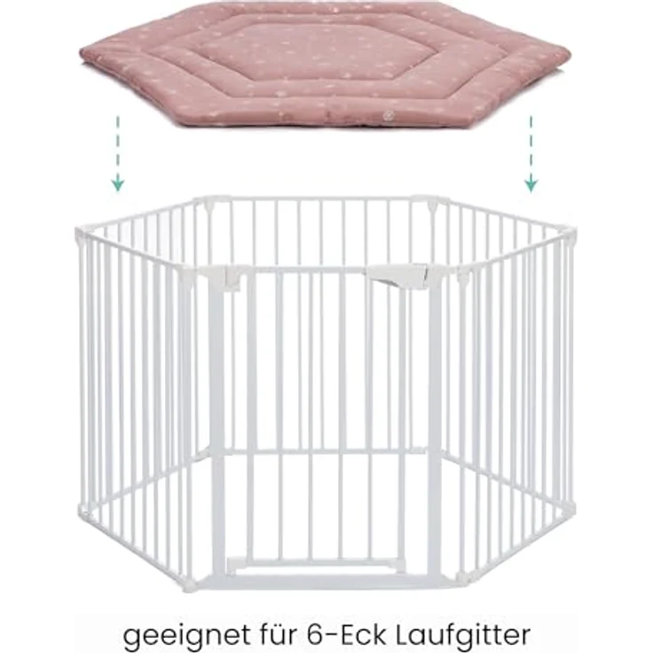 Fillikid Einlage Laufstall 6-eckig Exklusiv | Krabbeldecke Laufgitter 124 cm | Schutzeinlage Laufgitter weich gepolstert | Spieldecke waschbar | Laufgittereinlage – Bild 5