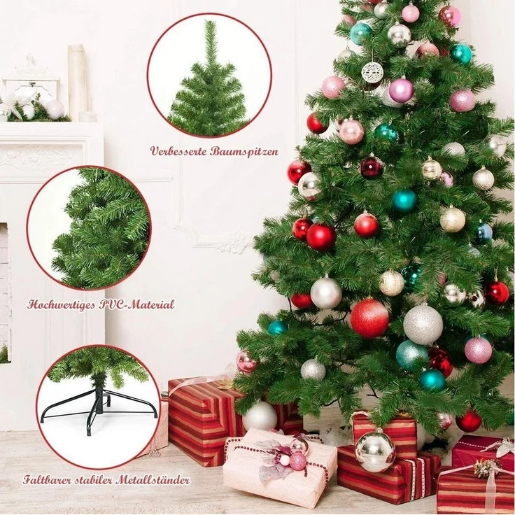 COSTWAY Künstlicher Weihnachtsbaum, 180cm, mit 928 Spitzen PVC & Ständer – Bild 2