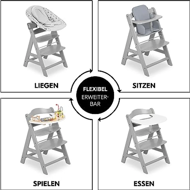 Hauck 'Alpha+' Treppenhochstuhl, grau, ab 6 Monaten, mitwachsend, höhenverstellbar, bis 90 kg belastbar – Bild 6