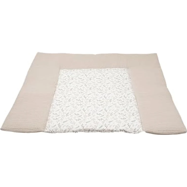 ULLENBOOM Wickelauflage 85x75 cm - Made in EU - Wickelunterlage abwaschbar und für Unterwegs geeignet, Waffelpiqué Floral Sand, Bezug: 100% OEKO TEX Baumwolle, Wickeltischauflage 75x85 – Bild 2