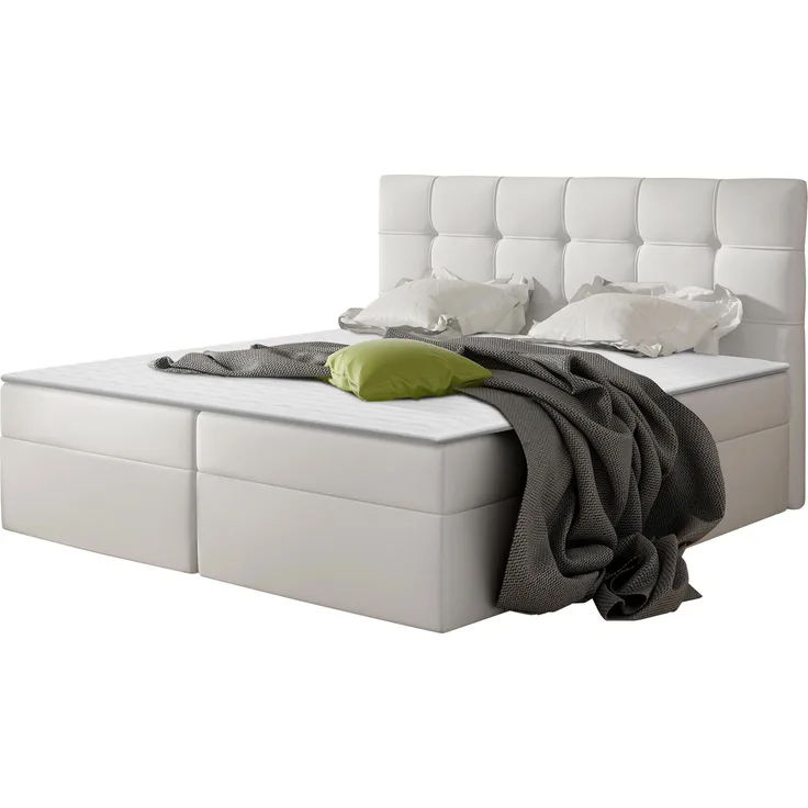 Boxspringbett Felipe, Weiß, 140x200 cm