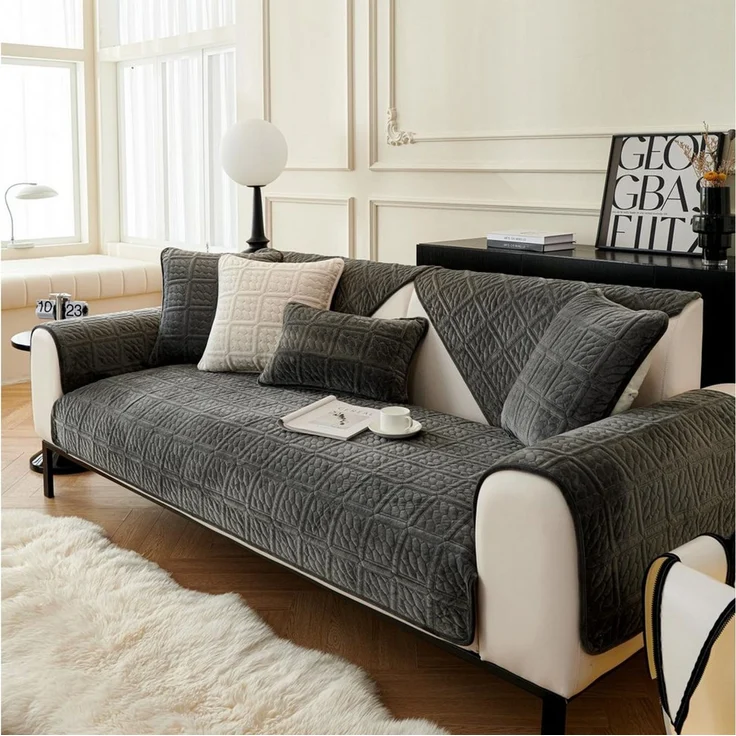Coonoor Sofaschoner Milchsamt Superweiche Sofa Überzug L Form U 1/2/3/4 Sitzer, Sofaschoner Rutschfest, Sofaschoner Für Sitzfläche Couch – Bild 3