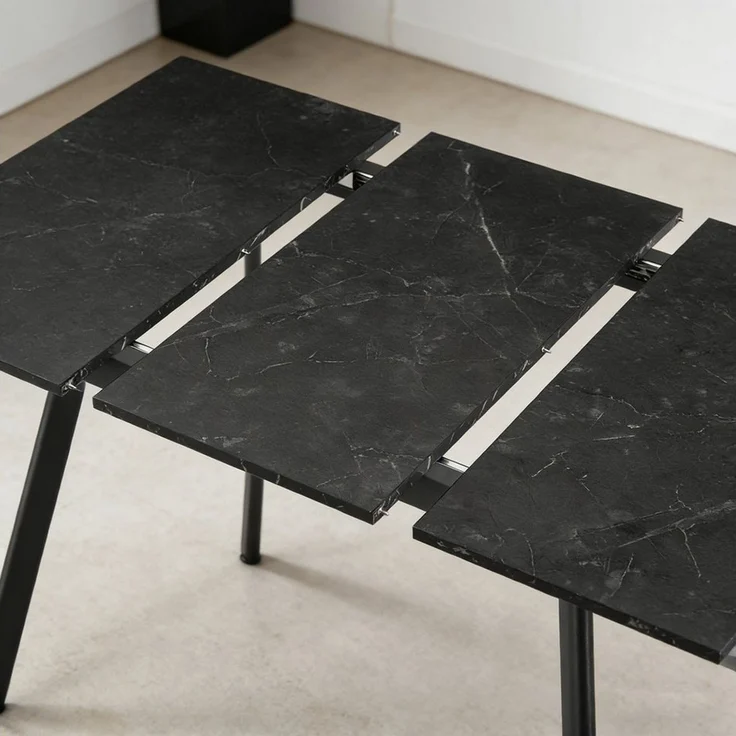B&D home Essgruppe Mara & Vicka, (Set, 5-tlg, 1 Tisch / 4 Stühle), Esstisch ausziehbar bis 160cm für 4-6 Personen, Stühle in Samtstoff – Bild 3