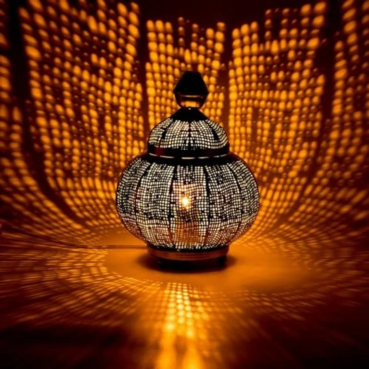 Marrakesch Orient & Mediterran Interior Nachttischlampe Orientalische Deko Tischlampe Nachttischlampe Lampe Jamala Gold, Leuchtmittel nicht im Lieferumfang enthalten, Handarbeit – Bild 3
