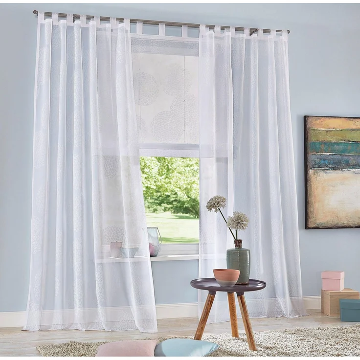 OTTO home Gardine Belem (2 St), Schlaufen, transparent, Voile, 1 oder 2 Schals, Vorhang, Fertiggardine, Kreise – Bild 1