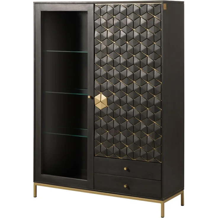 Highboard Mango 120x40x165 grau geölt DIAMOND #117