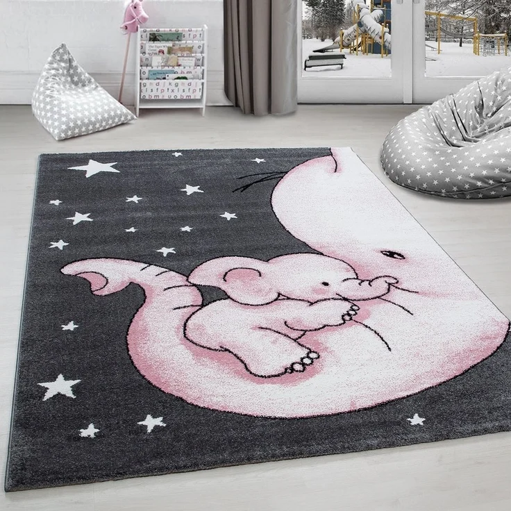 Carpettex Kinderteppich Elefant-Design, Läufer, Höhe: 11 mm, Kinderteppich Elefant-Design Baby Teppich Kinderzimmer Pflegeleicht – Bild 1