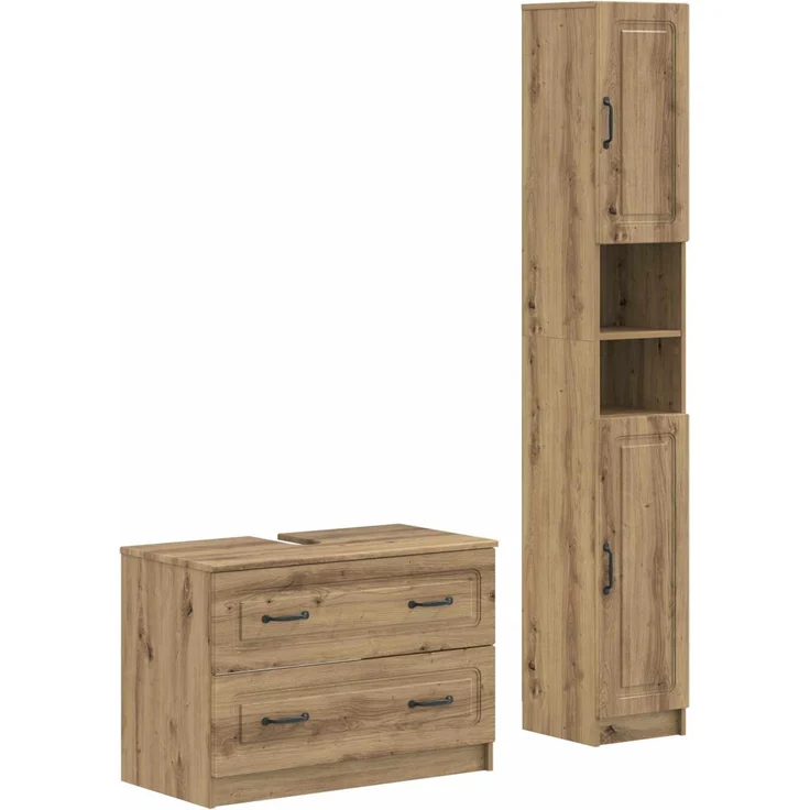 vidaXL 2-teiliges Badezimmer Schrank Set UTRECHT Artisan-Eiche 3417575 – Bild 2