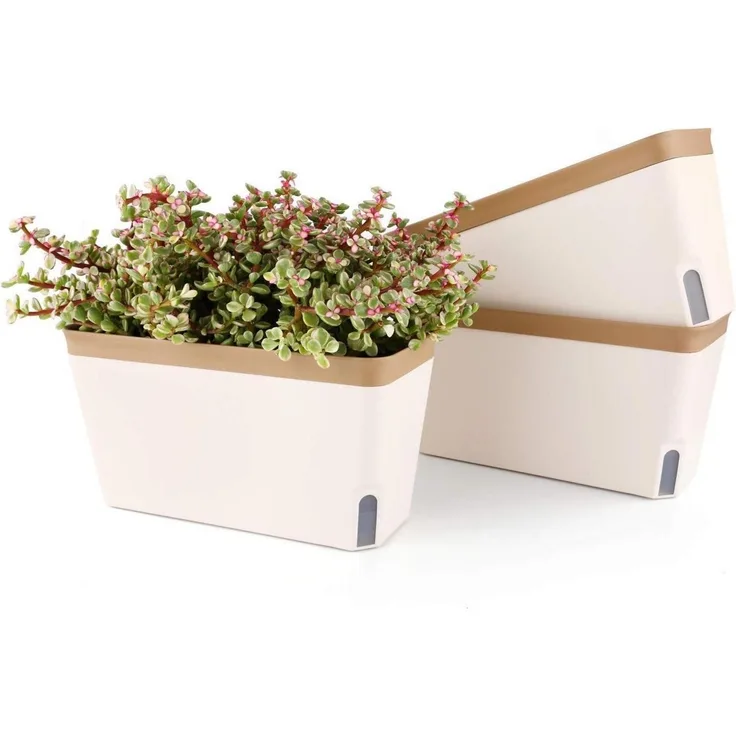 Selbstwässernder Blumenkasten Kräutertopf 27cm Grün 3er-Set