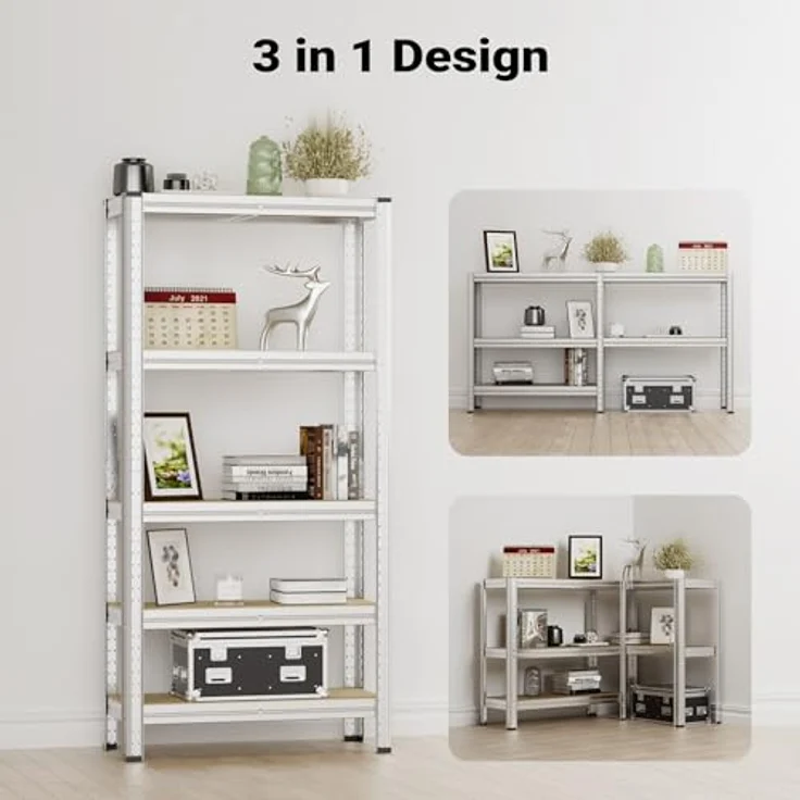 Wiltec Schwerlastregal 180 x 90 x 30 cm, Gesamtlast 875kg, Steckregal verzinkt aus Stahl, Lastenregal mit 5 Ablagen, Werkstattregal – Bild 5