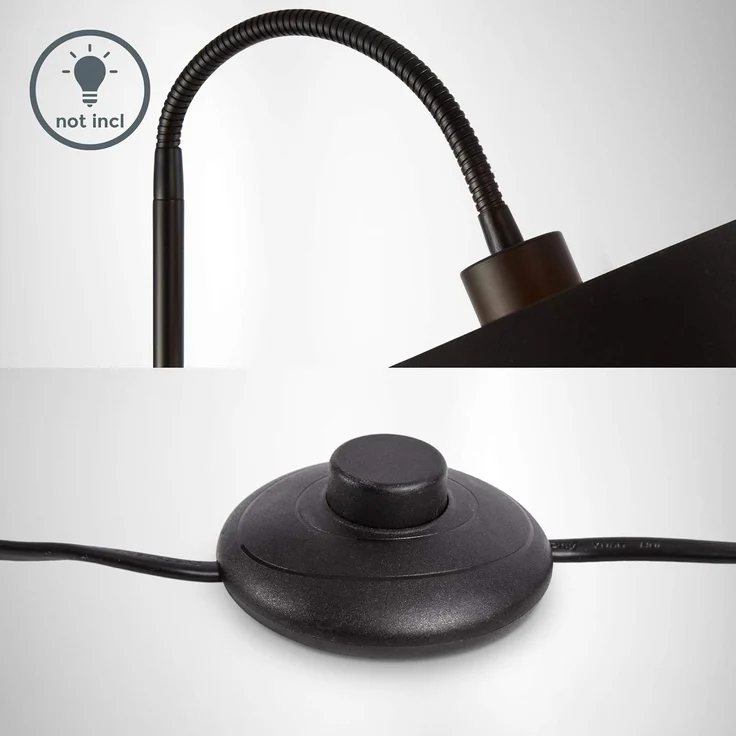 B.K.Licht Stehlampe Stehleuchte Retro Stoff E27 schwarz-gold - BKL1419, ohne Leuchtmittel, " Schwenkbar Stoffschirm 1-flammig 30 cm 140 cm Kabel mit Fußtaster " – Bild 2