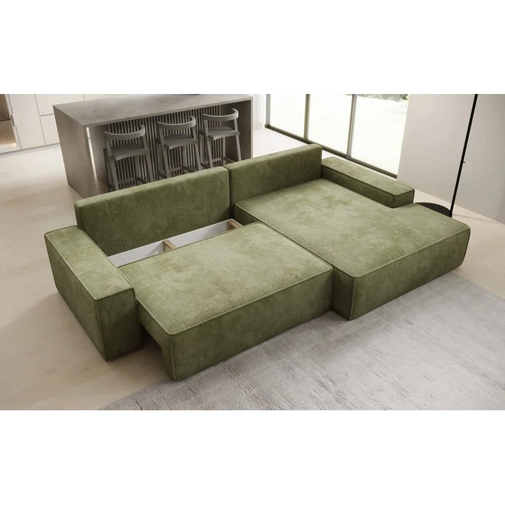 Luxusbetten24 Schlafsofa Designer Sofa Verona mit breiter Ottomane, mit Schlaffunktion und Stauraum – Bild 3