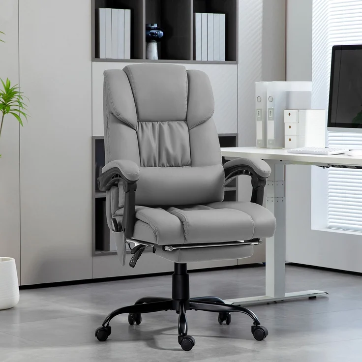 Massage-Bürostuhl mit Fußstütze, höhenverstellbar, neigbare Rückenlehne, kabelgebundene Fernbedienung, um 360° drehbar – Bild 4