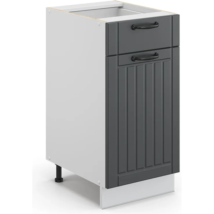 Küchenunterschrank Fame-Line Anthrazit Landhaus 40 cm ohne Arbeitsplatte Vicco – Bild 1