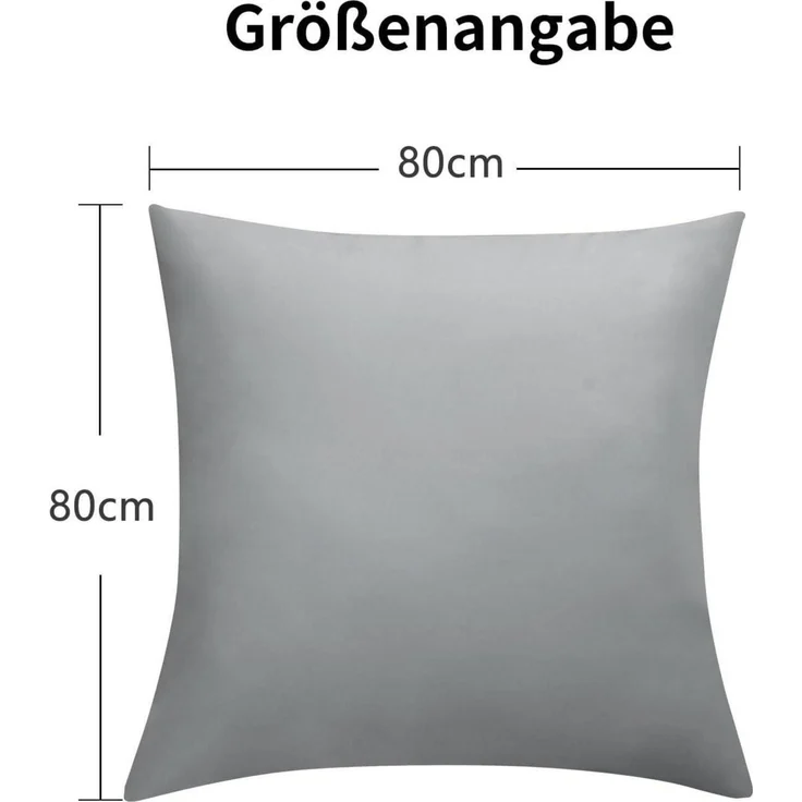 Kissenbezug 80x80 2er Set Grau Mikrofaser Reißverschluss Schlichtes Design – Bild 7