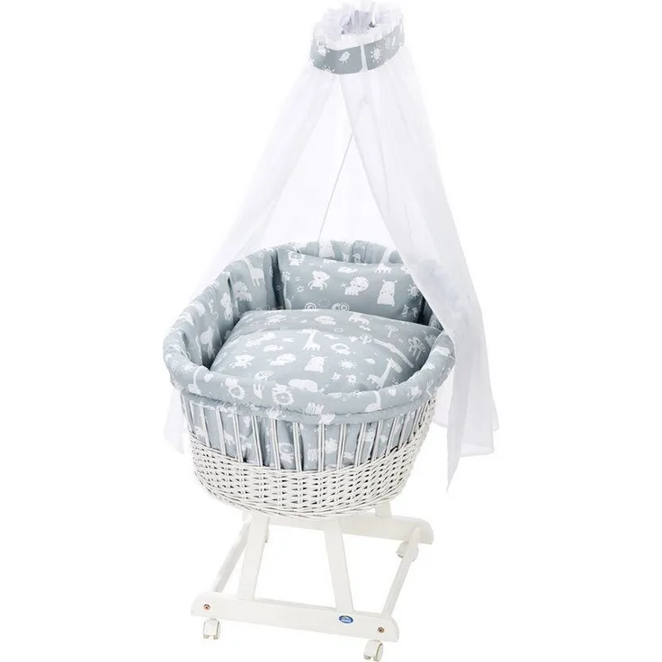 Alvi Stubenwagengarnitur Birthe 3-tlg. Himmelset Zootiere puderblau 80x80 cm