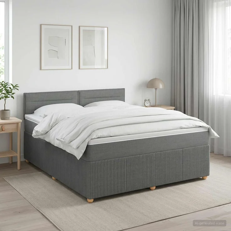 vidaXL Boxspringbett mit Matratze Dunkelgrau 180 x 200 cm Stoff 3452982 – Bild 4