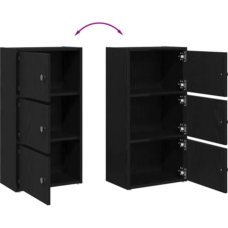 vidaXL Bücherregal Schwarz Eichen-Optik 40x24x77 cm Holzwerkstoff 860365 – Bild 8