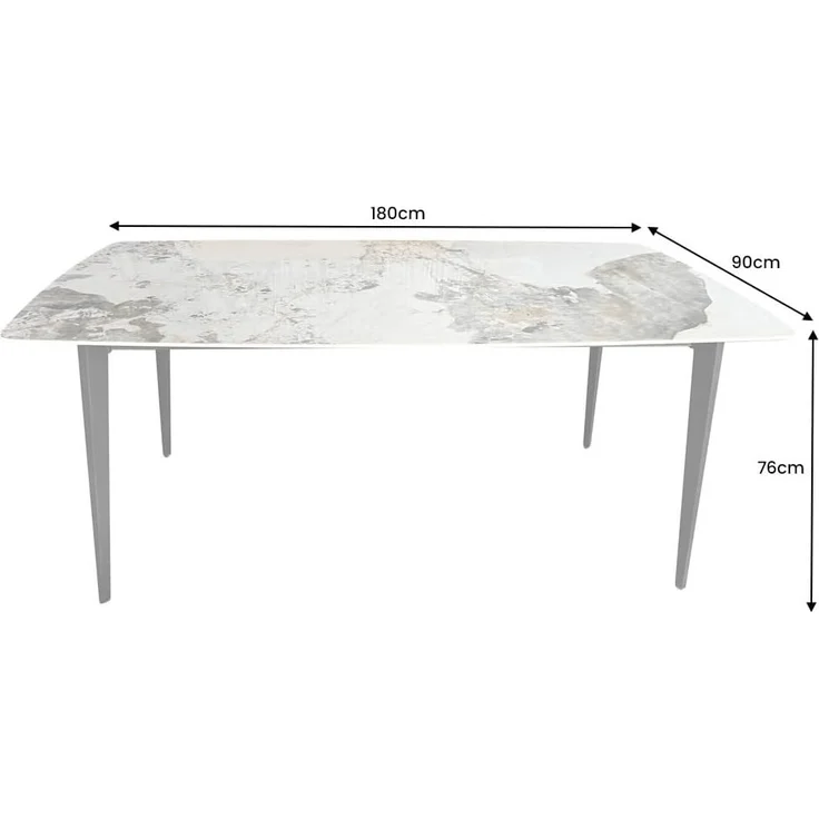 riess-ambiente Esstisch MILANO 180cm weiß-braun / schwarz (Einzelartikel, 1-St), Keramik · Naturstein-Design · Metall · bis 8 Personen · Modern – Bild 3