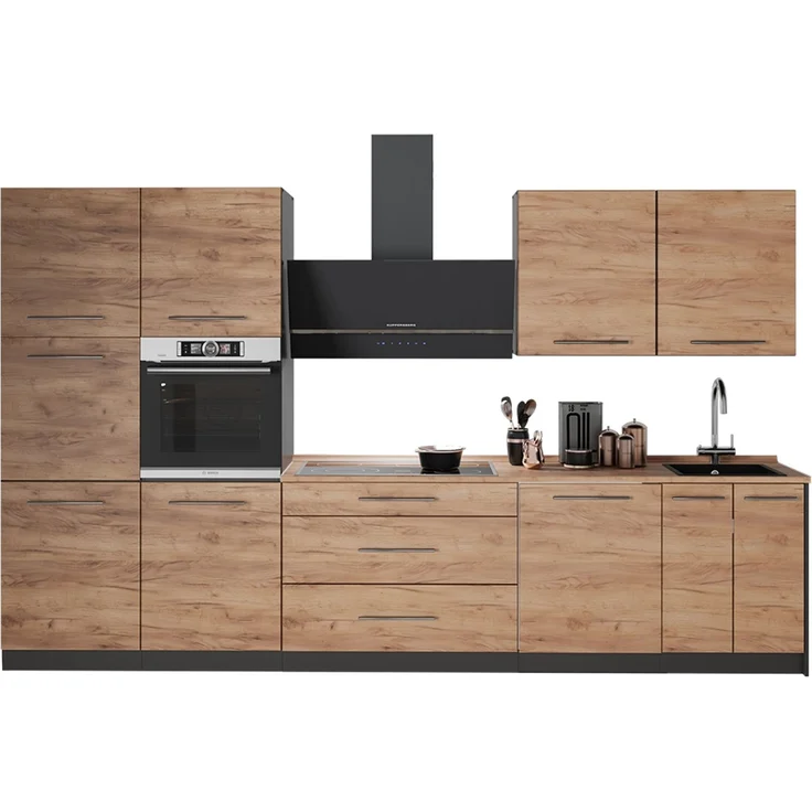 Küchenzeile Fame-Line Goldkraft Eiche/Anthrazit 340 cm, AP Anthrazit Vicco – Bild 6