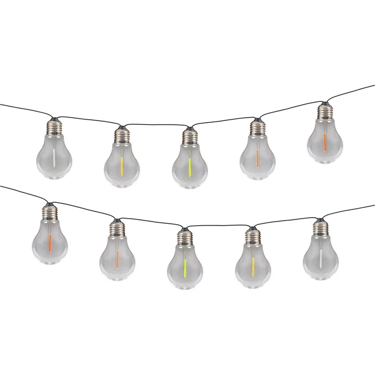 näve LED-Lichterkette Linda, 10-flammig, Solar, 10 Glühbirnen klar, RGB-LED, Dämmerungssensor, Zuleitung 180cm – Bild 3