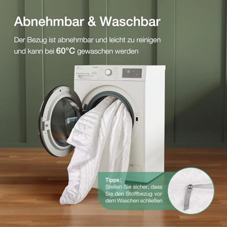 Novilla Matratze 160x200 H3/H2 7-Zonen Kaltschaummatratze | Größe + Höhe wählbar | Atmungsaktive 60°Waschbare Bezug | Öko-Tex CertiPUR US | Rollenmatratze Höhe 16 cm – Bild 6