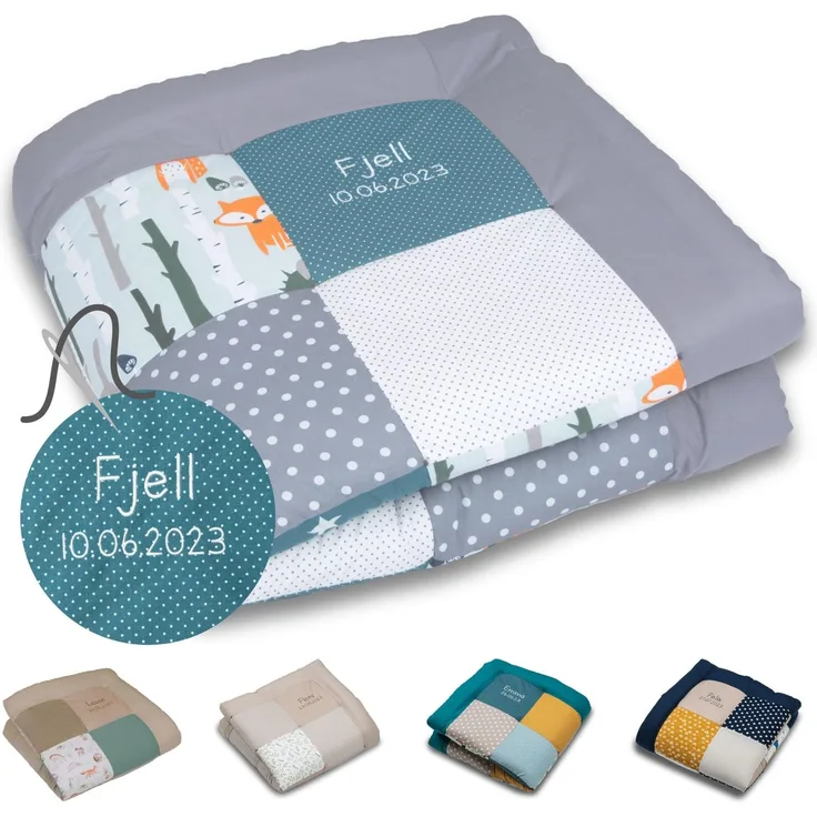 ULLENBOOM personalisierbare Krabbeldecke für Baby 100x100 cm - Dick & weich | Perfekt als Geschenk, Außenmaterial: 100% Baumwolle, OEKO-TEX zertifiziert, Made in EU, Individuell angefertigt