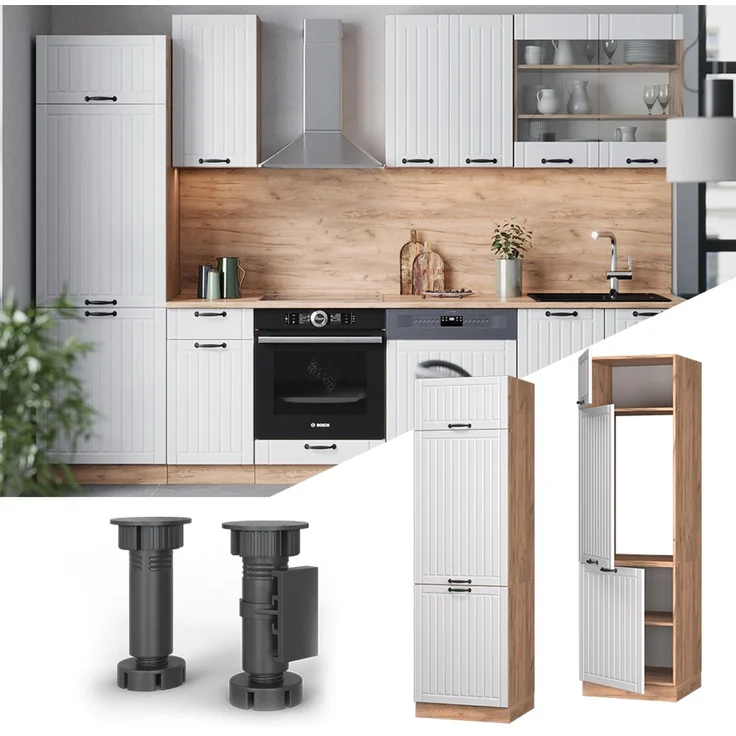 Kühlumbauschrank Fame-Line Weiß Landhaus 60 cm Vicco – Bild 2