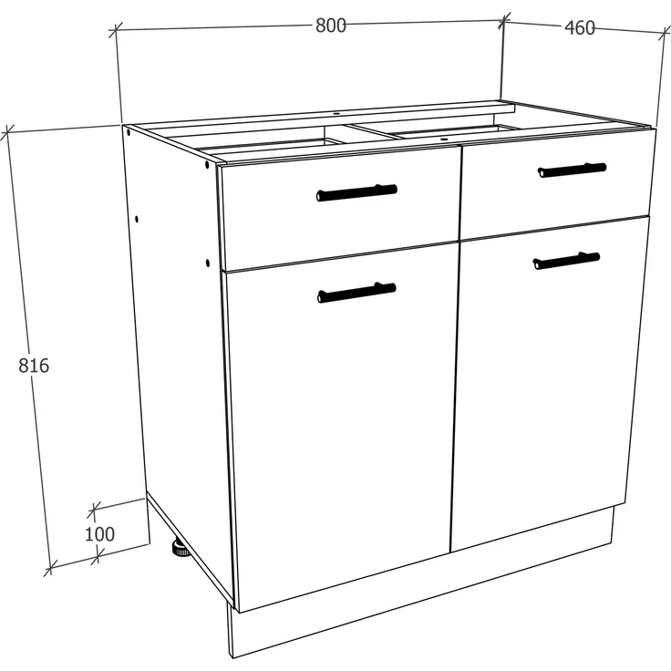 VCM Küchenmöbel Unterschrank Esilo 918641 Weiß / Sonoma-Eiche H. 82 x B. 80 x T. 46 cm – Bild 4