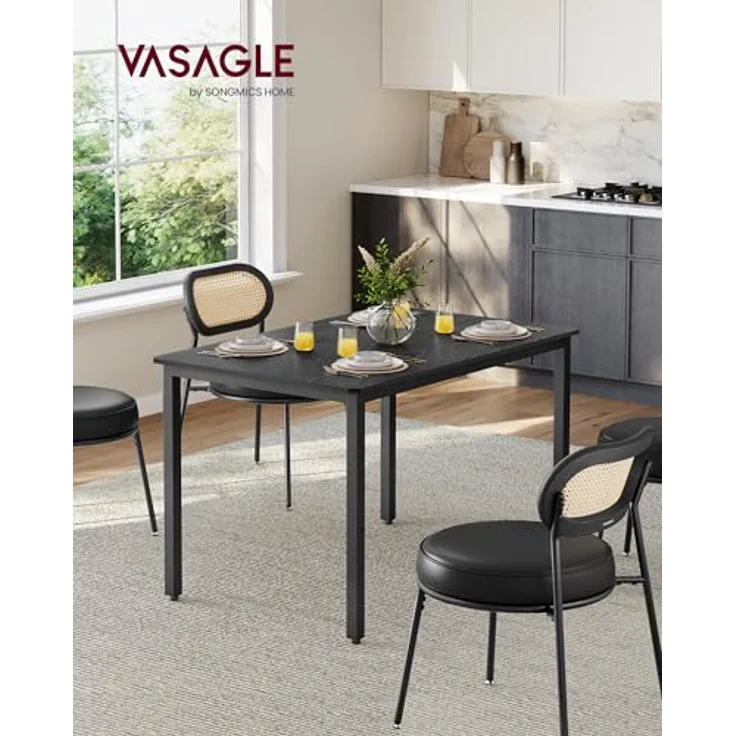 VASAGLE Esstisch, Küchentisch, 70 x 110 x 77 cm, Esszimmertisch für 4 Personen, Tisch Wohnzimmer, Schreibtisch, für Esszimmer, Küche, Industrie-Design, ebenholzschwarz-Mattschwarz KDT081B02 – Bild 3