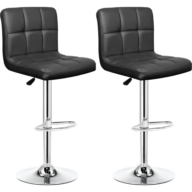 Intimate WM Heart Barhocker, 2er Set, Barstuhl, Küchenstühle mit Rückenlehne und Fußstütze, höhenverstellbar Tresenhocker, Moderner Drehhocker mit Gepolsterten Sitzkissen (Schwarz)