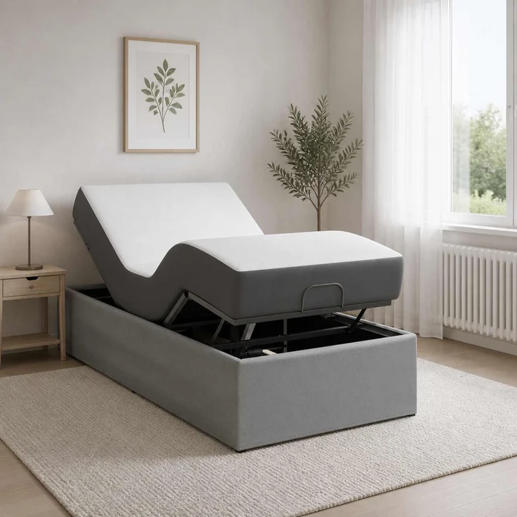 vidaXL Elektrisch verstellbares Bettgestell Hellgrau 42037305 – Bild 1