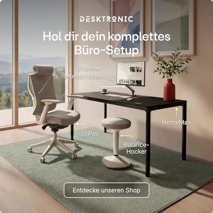 Desktronic Verstellbarer ergonomischer Bürostuhl | Schreibtischstuhl mit Lendenwirbelstütze - rückenfreundlich- Computerstuhl höhenverstellbar & rückenschonend - breites Polster SitPro (Grau) – Bild 10