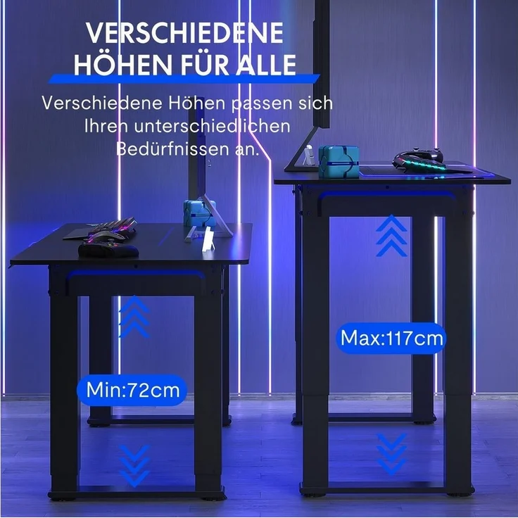 FLEXISPOT Schreibtisch Elektrisch höhenverstellbarer Tisch mit Doppelmotor (Höhenverstellbarer Schreibtisch elektrisch), 4-Beinen, 2 Motoren, 2-Fach-Teleskop – Bild 2
