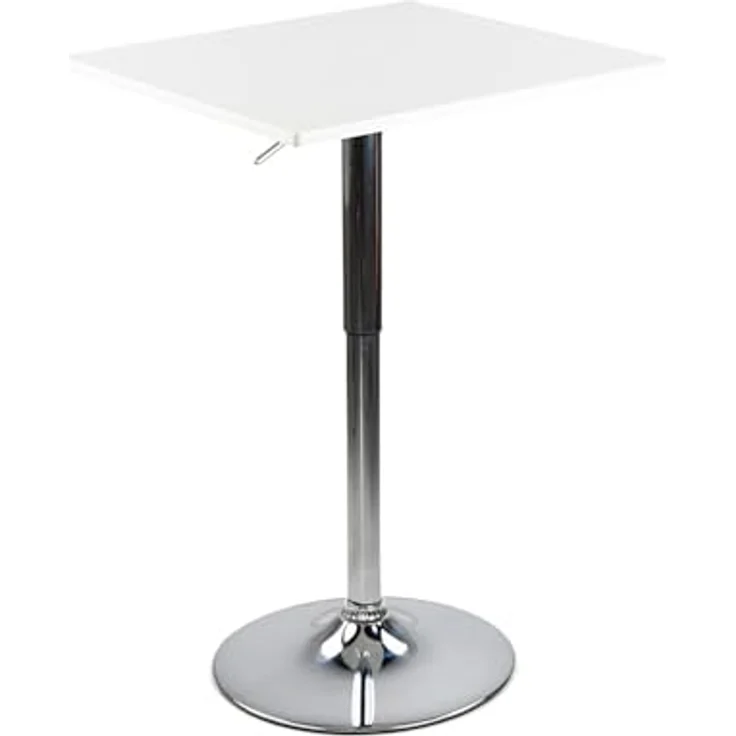 Brigros WeHome - Bartisch, hoher Couchtisch, höhenverstellbarer Couchtisch, quadratischer oder runder Tisch, Küchentisch erhältlich (Weiß, Quadrat) – Bild 2